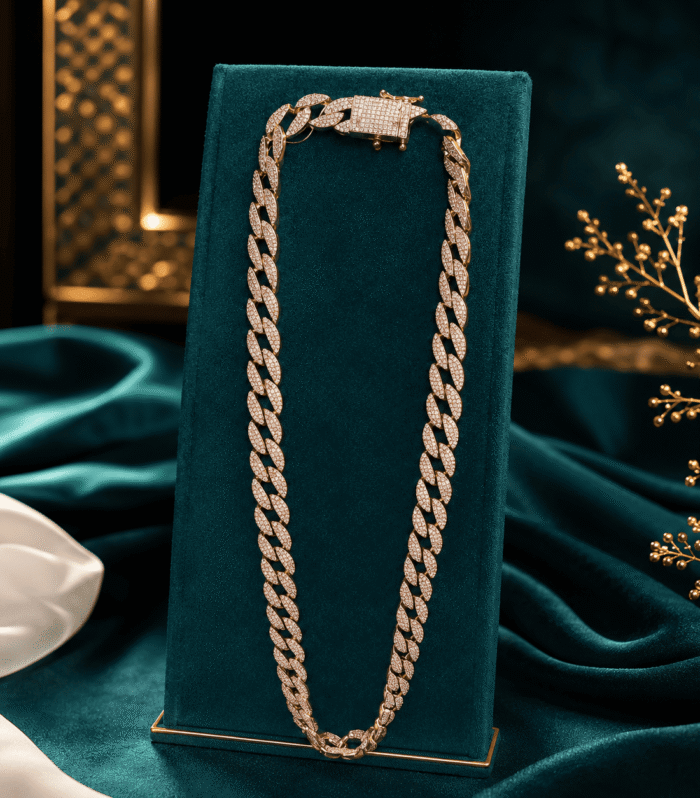 92.5 Sterling Silver Iced Cuban Link Men's Chain – Rhodium Finish