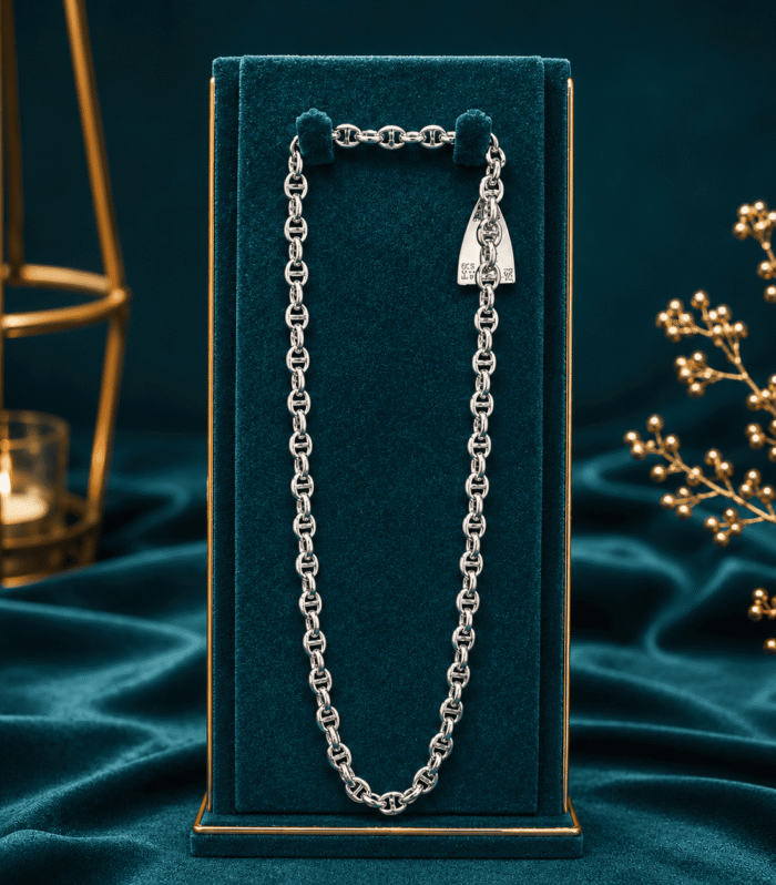 92.5 Italian Silver Men's Designer Link Chain – Rhodium Finish
