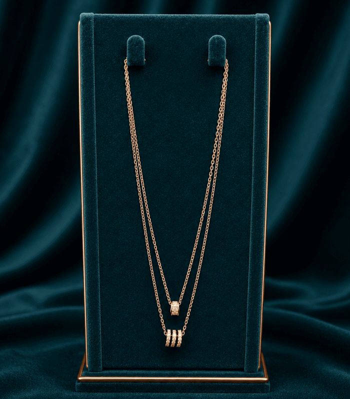 92.5 Italian Silver Dual-Layer Pendant Necklace – Rose Gold Finish