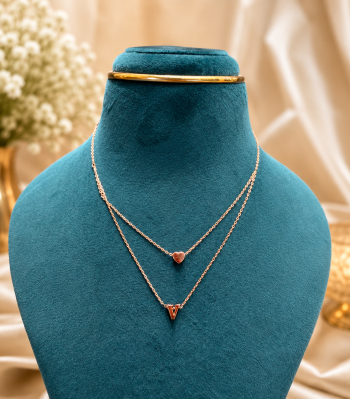 Italian Rose Gold Silver Layered Necklace