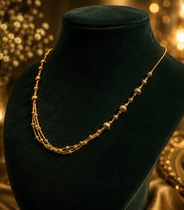 Elegant Gold Beaded Layered Necklace