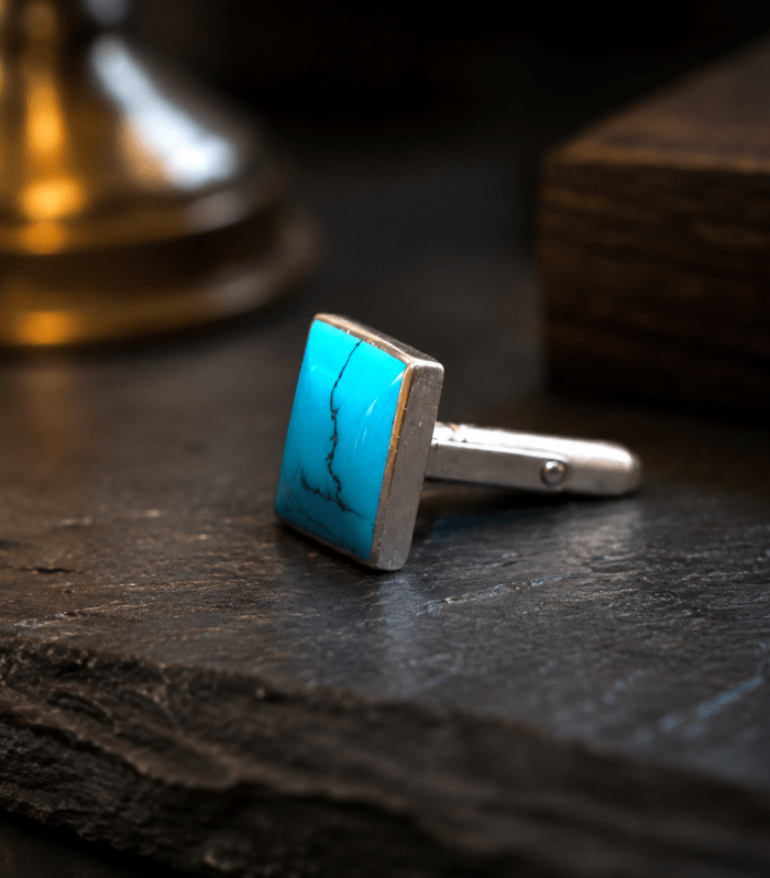 925 Sterling Silver Turquoise Stone Cufflink