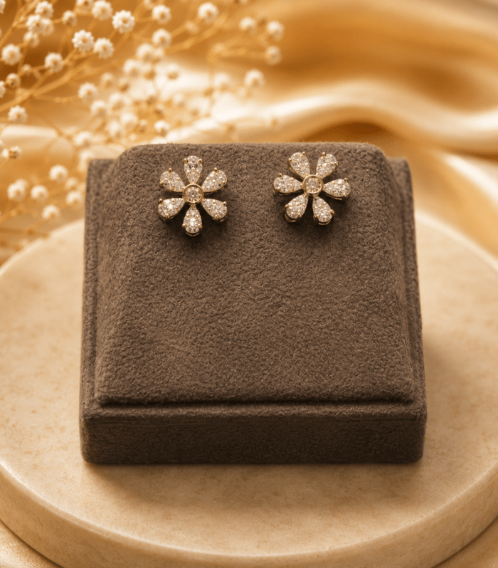 Crystal Daisy Flower Stud Earrings