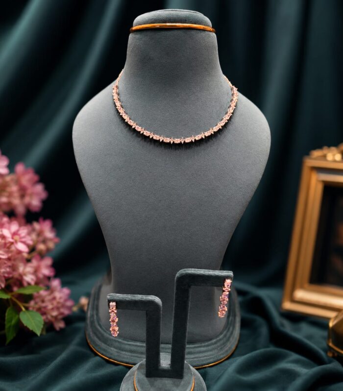 92.5 Silver Sparkling Stone Necklace & Earrings Set