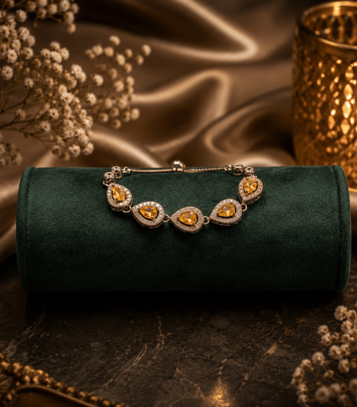 Citrine Teardrop Halo Bracelet
