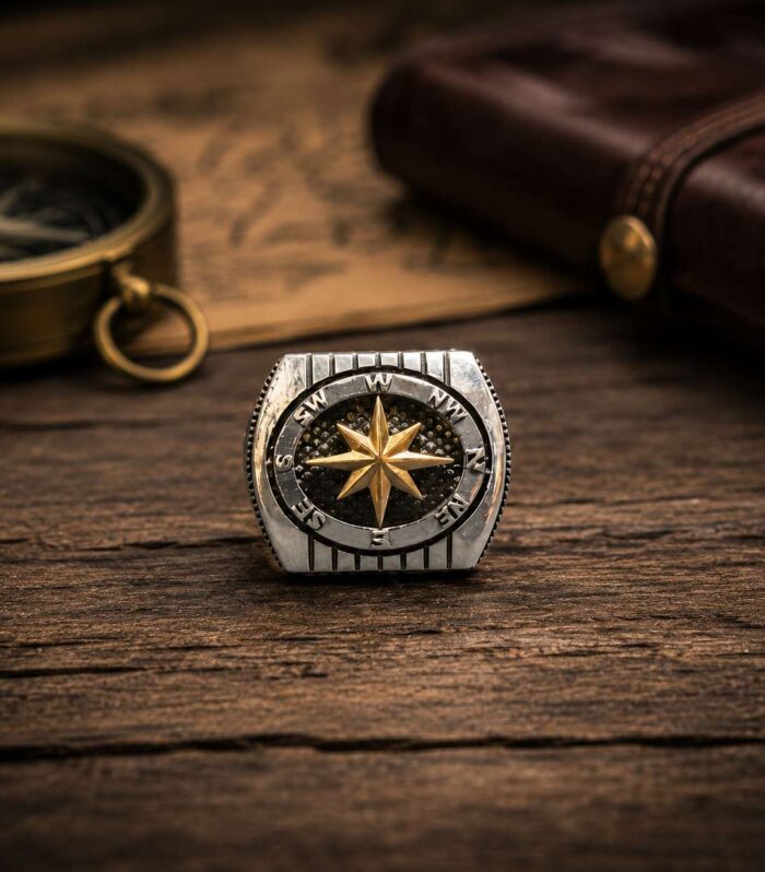 925 Sterling Silver Compass Rose cufflinks