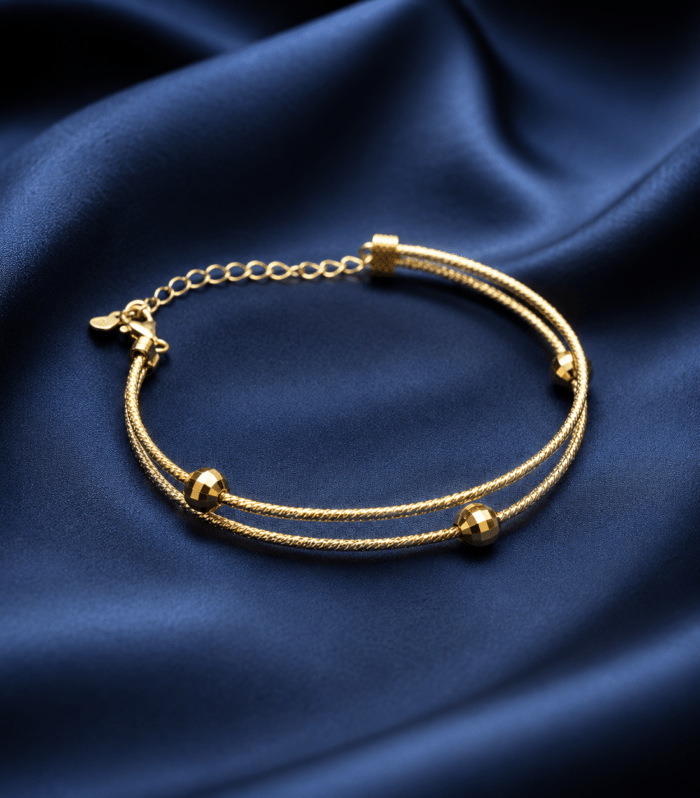 Gold Double Strand Beaded Bracelet