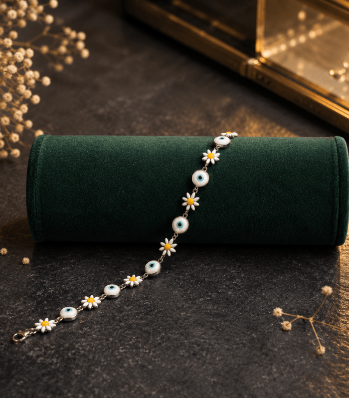 Daisy & Evil Eye Enamel Bracelet