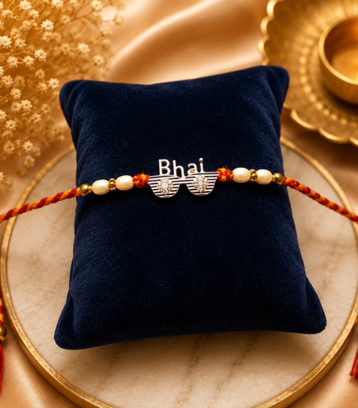 925 Silver "Bhai" Sunglasses Charm Rakhi