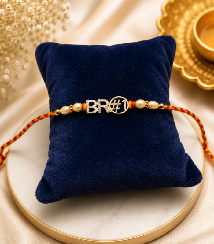 Gold-Tone "BRO#1" Number One Bro Pendant Rakhi