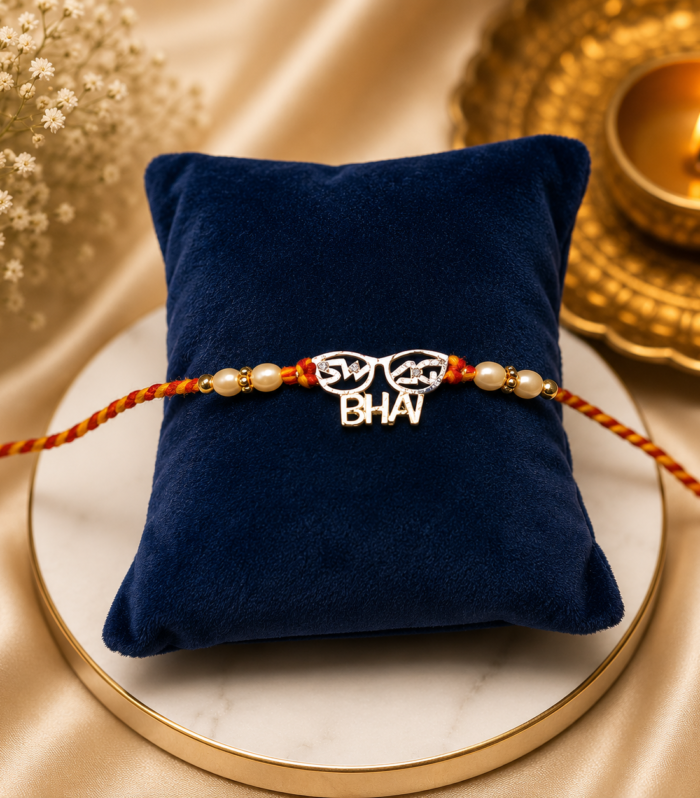 Gold-Tone "Swag Bhai" Sunglasses Charm Rakhi
