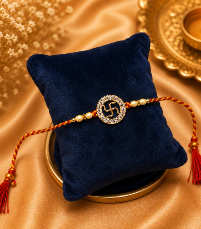 Gold-Tone Swastik Pendant Rakhi