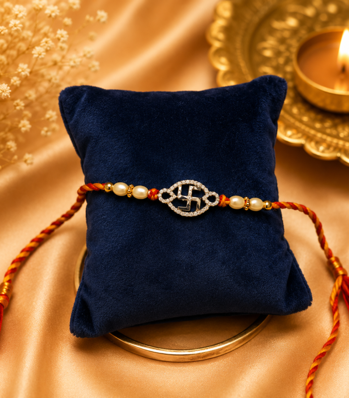925 Silver Oval Swastik Pendant Rakhi