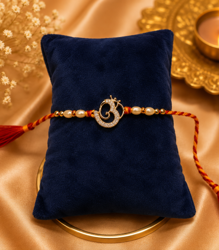 Gold-Tone Artistic Om Pendant Rakhi