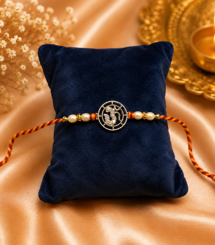925 Silver Round Om Pendant Rakhi