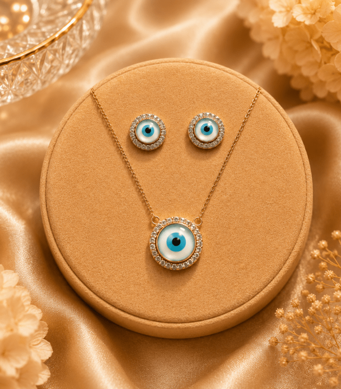 Evil Eye Necklace & Earrings Set