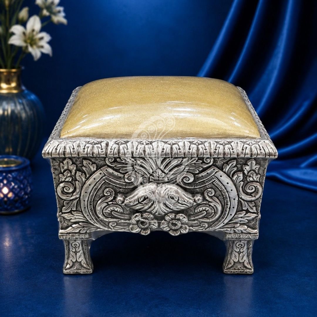 999 Silver Sheeting Royal Stool (Velvet Peeta)