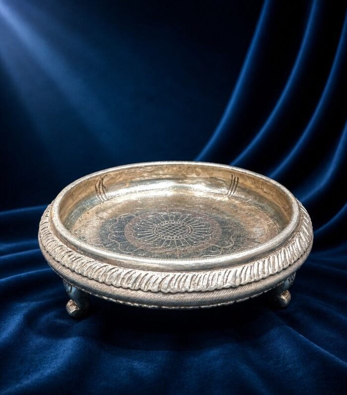 Ornate Silver Floral Urli