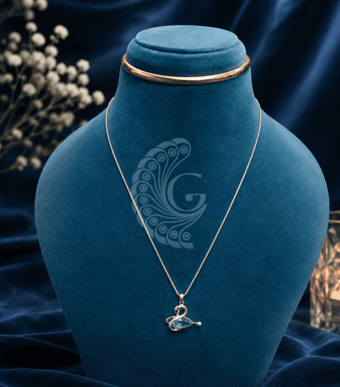 92.5 Silver Italian Blue Swan Pendant Chain