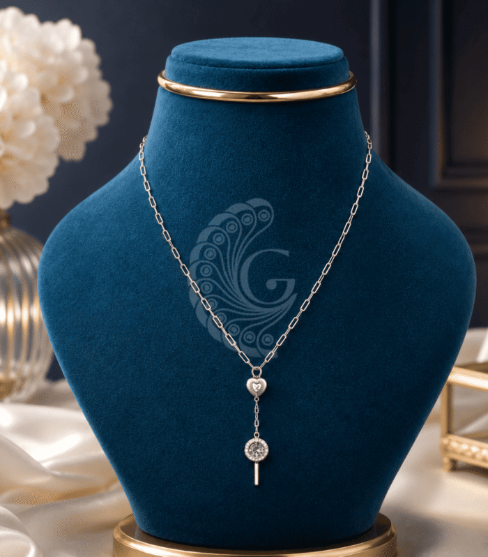 Italian 92.5 Silver Heart Drop Necklace