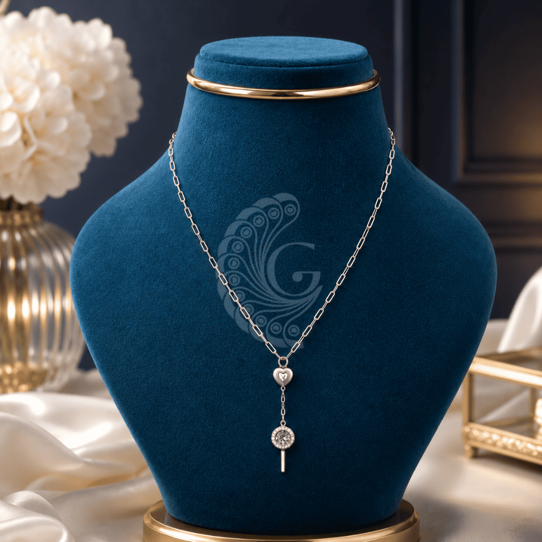 Italian 92.5 Silver Heart Drop Necklace