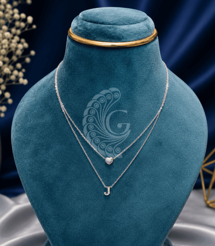 Italian 92.5 Silver Layered Heart & Initial Necklace