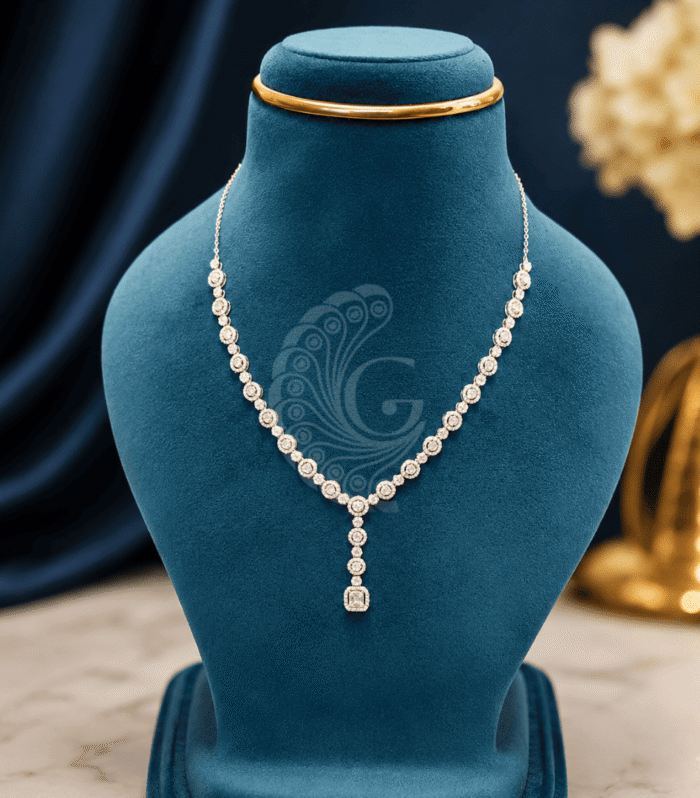 Italian 92.5 Silver Halo Drop Necklace