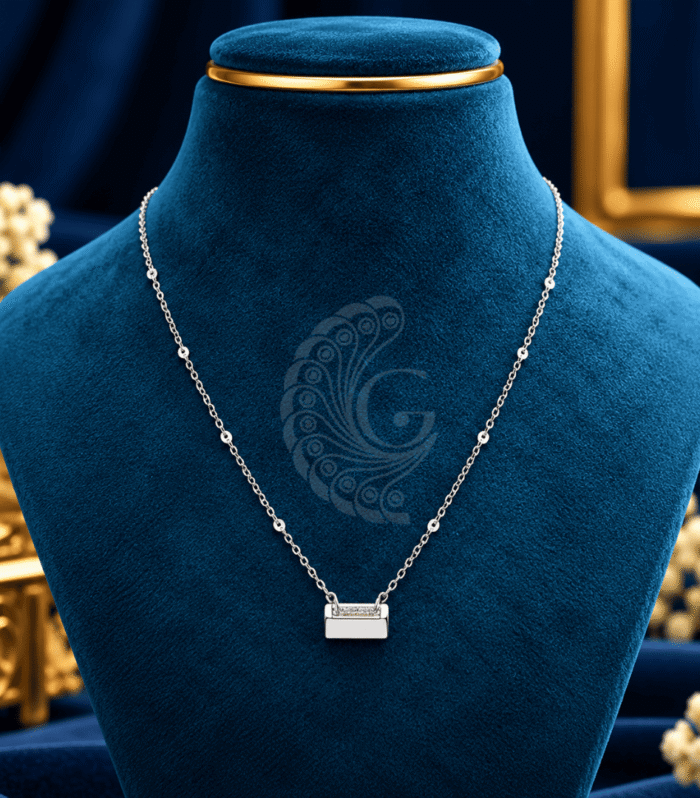 Italian Silver Rectangle Pendant Chain