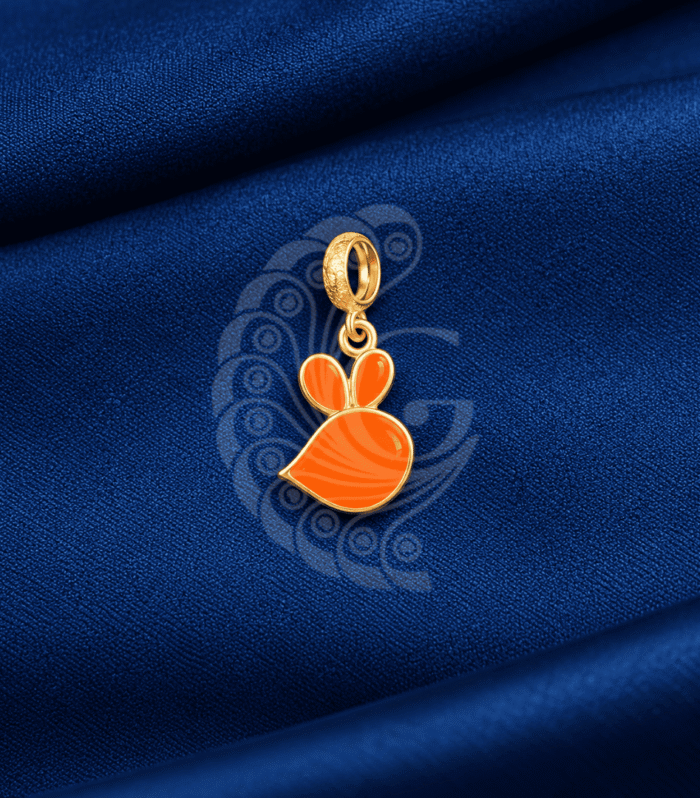 Orange Enamel Silver Pendant