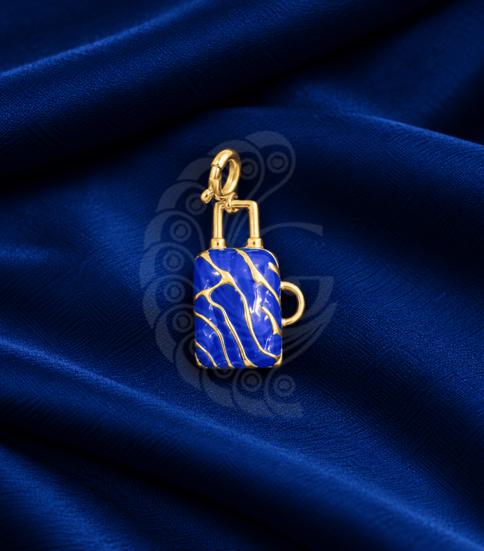 Blue Enamel Suitcase Silver Pendant