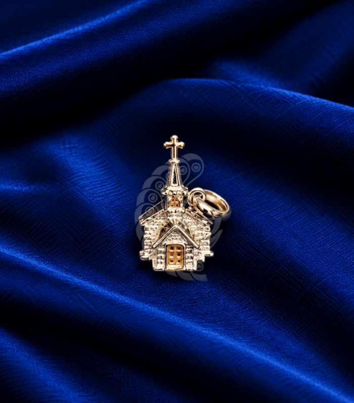 Silver Church Shape Charm Pendant