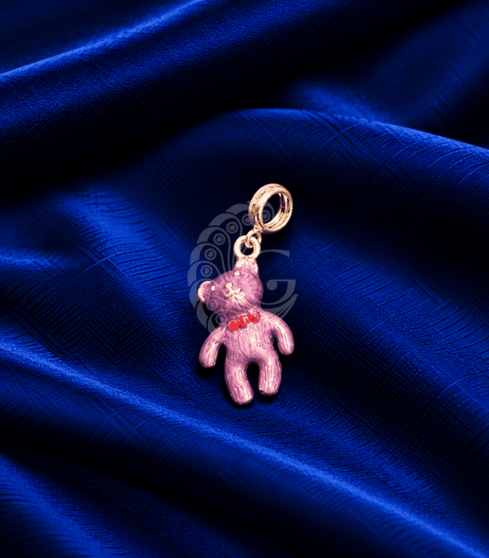 Purple Teddy Bear Silver Pendant