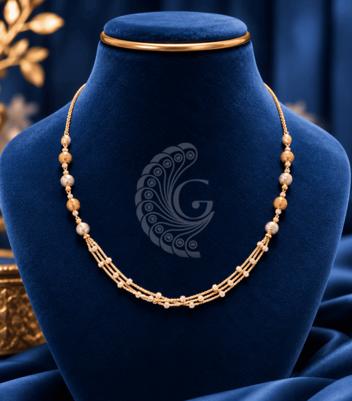 92.5 Sterling Silver Italian Gold-Plated Beaded Designer Chain